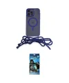 ieg™ iPhone 12 Pro Max Kılıf Eksen Özel Seri - Siyah 34D Izgaralı Cam