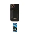 ieg™ iPhone 12 Pro Max Kılıf Kozmos Minimal Prime - Siyah 34D Izgaralı Cam