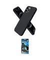 ieg™ iPhone 12 Pro Max Kılıf Kozmos Yansıma Özel Seri - Siyah 34D Izgaralı Cam