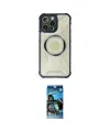 ieg™ iPhone 12 Pro Max Kılıf Kutup Modern - Siyah 34D Izgaralı Cam