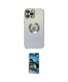 ieg™ iPhone 12 Pro Max Kılıf Kutup Yansıma Özel Seri - Siyah 34D Izgaralı Cam