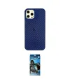 ieg™ iPhone 12 Pro Max Kılıf Nova Çizgi - Siyah 34D Izgaralı Cam