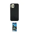 ieg™ iPhone 12 Pro Max Kılıf Nova Çizgi - Siyah 34D Izgaralı Cam
