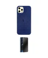 ieg™ iPhone 12 Pro Max Kılıf Nova Çizgi - Siyah 3D Antistatik Hayalet Cam Ekran Koruyucu