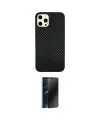 ieg™ iPhone 12 Pro Max Kılıf Nova Çizgi - Siyah 3D Antistatik Hayalet Cam Ekran Koruyucu