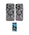 ieg™ iPhone 12 Pro Max Kılıf Nova Doku Koleksiyonu - Siyah 34D Izgaralı Cam