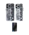 ieg™ iPhone 12 Pro Max Kılıf Nova Doku Koleksiyonu - Siyah 3D Antistatik Hayalet Cam Ekran Koruyucu