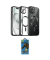 ieg™ iPhone 12 Pro Max Kılıf Nova Işık Özel Seri - Siyah 18D Cam Ekran Koruyucu