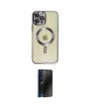 ieg™ iPhone 12 Pro Max Kılıf Nova Işık Özel Seri - Siyah 3D Antistatik Hayalet Cam Ekran Koruyucu