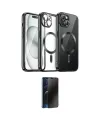 ieg™ iPhone 12 Pro Max Kılıf Nova Işık Özel Seri - Siyah 3D Antistatik Hayalet Cam Ekran Koruyucu