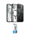 ieg™ iPhone 12 Pro Max Kılıf Nova Işık Özel Seri - Siyah 5D Eko Cam Ekran Koruyucu
