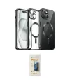 ieg™ iPhone 12 Pro Max Kılıf Nova Işık Özel Seri - Siyah 6D Mat Seramik Hayalet Nano Ekran Koruyucu