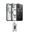 ieg™ iPhone 12 Pro Max Kılıf Nova Işık Özel Seri - Siyah Bilvis Hayalet Cam Ekran Koruyucu