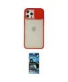 ieg™ iPhone 12 Pro Max Kılıf Vadi Çizgi - Siyah 34D Izgaralı Cam