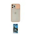 ieg™ iPhone 12 Pro Max Kılıf Vadi Çizgi - Siyah 34D Izgaralı Cam