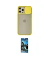 ieg™ iPhone 12 Pro Max Kılıf Vadi Çizgi - Siyah 34D Izgaralı Cam