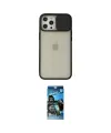 ieg™ iPhone 12 Pro Max Kılıf Vadi Çizgi - Siyah 34D Izgaralı Cam
