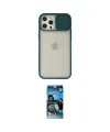 ieg™ iPhone 12 Pro Max Kılıf Vadi Çizgi - Siyah 34D Izgaralı Cam