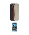 ieg™ iPhone 12 Pro Max Kılıf Yadigar Çizgi - Siyah 34D Izgaralı Cam