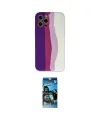 ieg™ iPhone 12 Pro Max Kılıf Yadigar Çizgi - Siyah 34D Izgaralı Cam