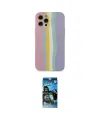 ieg™ iPhone 12 Pro Max Kılıf Yadigar Çizgi - Siyah 34D Izgaralı Cam
