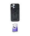 ieg™ iPhone 13 Pro Max Kılıf Ahenk Klasik - Siyah Bilvis 5in1 5D Magic Hayalet Cam Ekran Koruyucu