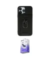 ieg™ iPhone 13 Pro Max Kılıf Ahenk Klasik - Siyah Bilvis 5in1 5D Magic Hayalet Cam Ekran Koruyucu