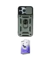 ieg™ iPhone 13 Pro Max Kılıf Ahenk Klasik - Siyah Bilvis 5in1 5D Magic Hayalet Cam Ekran Koruyucu