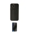 ieg™ iPhone 13 Pro Max Kılıf Akış Doku - Siyah 3D Antistatik Hayalet Cam Ekran Koruyucu