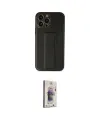 ieg™ iPhone 13 Pro Max Kılıf Akış Doku - Siyah Bilvis 3D Cam Ekran Koruyucu