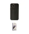 ieg™ iPhone 13 Pro Max Kılıf Akış Doku - Siyah Bilvis 3D Mat Cam Ekran Koruyucu