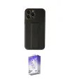 ieg™ iPhone 13 Pro Max Kılıf Akış Doku - Siyah Bilvis 5in1 3D Magic Cam Ekran Koruyucu