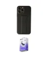 ieg™ iPhone 13 Pro Max Kılıf Akış Doku - Siyah Bilvis 5in1 5D Magic Hayalet Cam Ekran Koruyucu