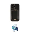 ieg™ iPhone 13 Pro Max Kılıf Kozmos Minimal Prime - Siyah 3D Antistatik Cam Ekran Koruyucu