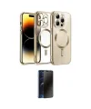 ieg™ iPhone 13 Pro Max Kılıf Nova Işık Özel Seri - Siyah 3D Antistatik Hayalet Cam Ekran Koruyucu