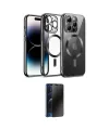 ieg™ iPhone 13 Pro Max Kılıf Nova Işık Özel Seri - Siyah 3D Antistatik Hayalet Cam Ekran Koruyucu