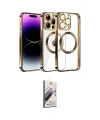ieg™ iPhone 13 Pro Max Kılıf Pusula Form - Siyah Bilvis 3D Mat Cam Ekran Koruyucu