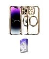 ieg™ iPhone 13 Pro Max Kılıf Pusula Form - Siyah Bilvis 5in1 3D Magic Cam Ekran Koruyucu