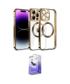 ieg™ iPhone 13 Pro Max Kılıf Pusula Form - Siyah Bilvis 5in1 5D Magic Hayalet Cam Ekran Koruyucu