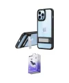 ieg™ iPhone 13 Pro Max Kılıf Yadigar Yansıma - Siyah Bilvis 5in1 5D Magic Hayalet Cam Ekran Koruyucu