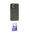 ieg™ iPhone 13 Pro Max Kılıf Zirve Doku Koleksiyonu - Siyah Bilvis 5in1 5D Magic Hayalet Cam Ekran Koruyucu