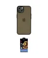 ieg™ iPhone 14 Kılıf Ahenk Çizgi Serisi - Siyah Buffer Hayalet Cam Ekran Koruyucu