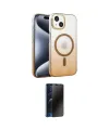 ieg™ iPhone 14 Kılıf Ahenk Doku Özel Seri - Siyah 3D Antistatik Hayalet Cam Ekran Koruyucu