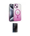 ieg™ iPhone 14 Kılıf Ahenk Doku Özel Seri - Siyah 3D Antistatik Hayalet Cam Ekran Koruyucu