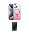 ieg™ iPhone 14 Kılıf Ahenk Doku Özel Seri - Siyah 3D Antistatik Hayalet Cam Ekran Koruyucu