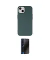 ieg™ iPhone 14 Kılıf Ahenk Serisi - Siyah 3D Antistatik Hayalet Cam Ekran Koruyucu