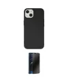 ieg™ iPhone 14 Kılıf Ahenk Serisi - Siyah 3D Antistatik Hayalet Cam Ekran Koruyucu