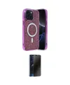 ieg™ iPhone 14 Kılıf Eksen Çizgi - Siyah 3D Antistatik Hayalet Cam Ekran Koruyucu