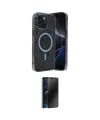 ieg™ iPhone 14 Kılıf Eksen Çizgi - Siyah 3D Antistatik Hayalet Cam Ekran Koruyucu