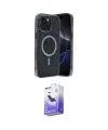ieg™ iPhone 14 Kılıf Eksen Çizgi - Siyah Bilvis 5in1 5D Magic Hayalet Cam Ekran Koruyucu